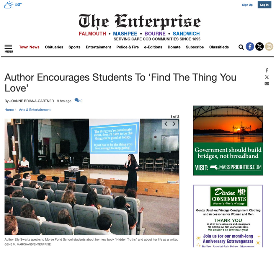 The Enterprise “Author Encourages Students To ‘Find The Thing You Love’”